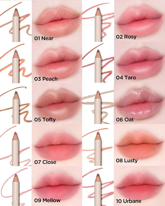 THESAEM Cover Perfection Lip Pencil - 06 Oat Gray - Slim 4mm Lip Liner for Overlip Correction - Korean Makeup Lip Contouring Pencil Easy Blending Formula, 0.04oz