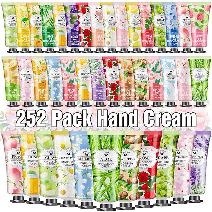 252 Pack Hand Cream Gifts Set for Women, Valentines Day Gifts for Her, Birthday Gifts for Women, Teacher Appreciation, Mini Moisturizing Hand Lotion Travel Size in Bulk for Dry Cracked Hands