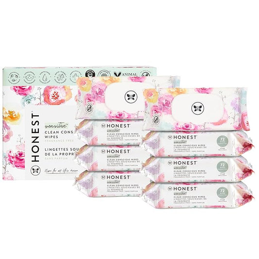 The Honest Company Hypoallergenic Multi-Use Baby Wipes for Sensitive Skin, Rose Blossom, 576 Count