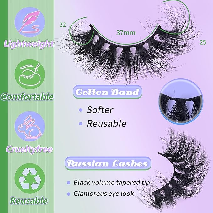 Wispy False Mink Lash Thick Long Lashes False Lashes Mega Look 5D Volume Dramatic 25mm Waterproof Soft Cat Eye Fake Eyelashes Pack by Yaiseiko（14 Pairs）