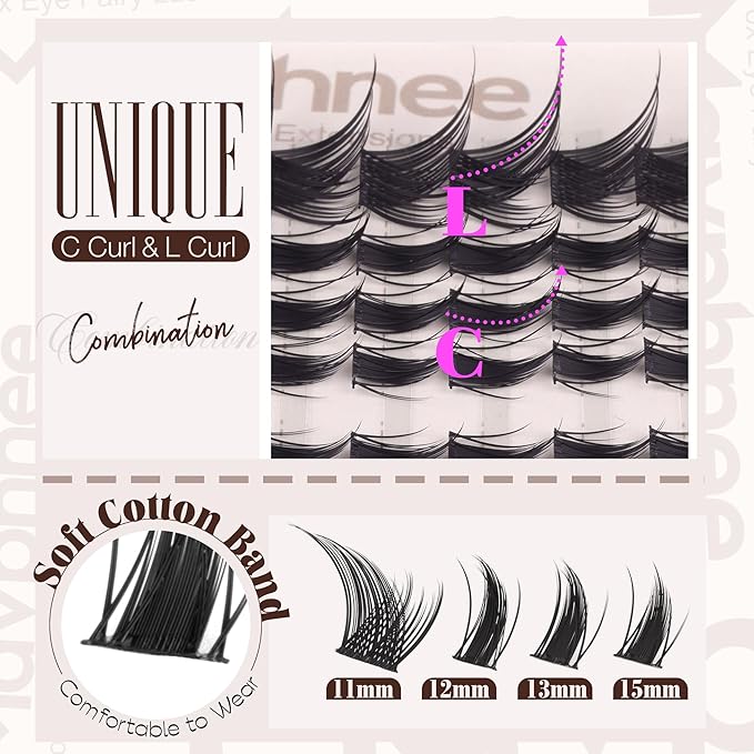 Fox Eye Lash Clusters Cat Eye Lash Extensions Wispy Manga Eyelash Clusters Anime Cluster Eyelash Extensions C-Curly & L-Curly Cluster Lashes Fairy Left & Right Eyelashes Clusters by Mavphnee