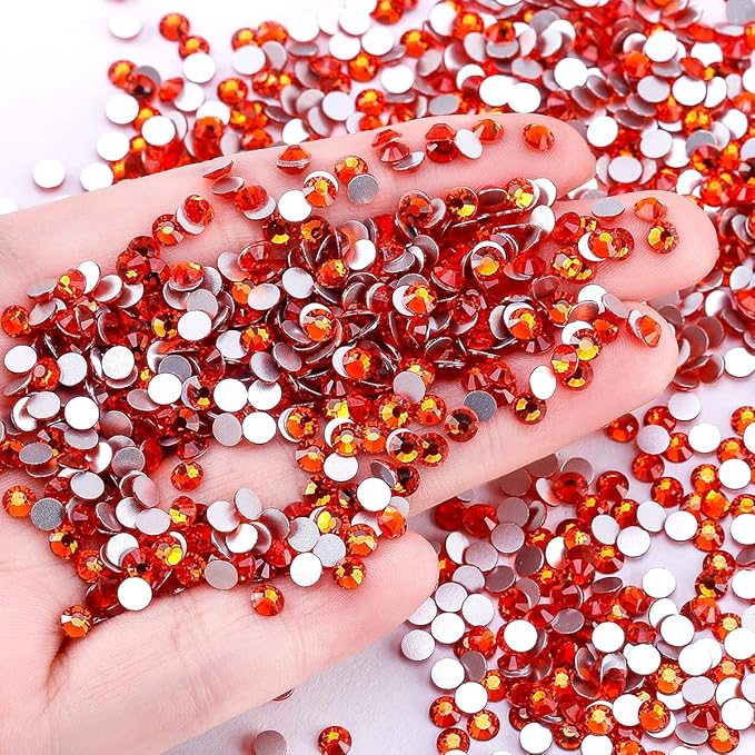 Novani Rhinestones 1440pcs SS8 Glass Rhinestones Crystal Flatback Gemstones for Crafts Nails Makeup Bags and Shoes Decoration（SS8, Orange）