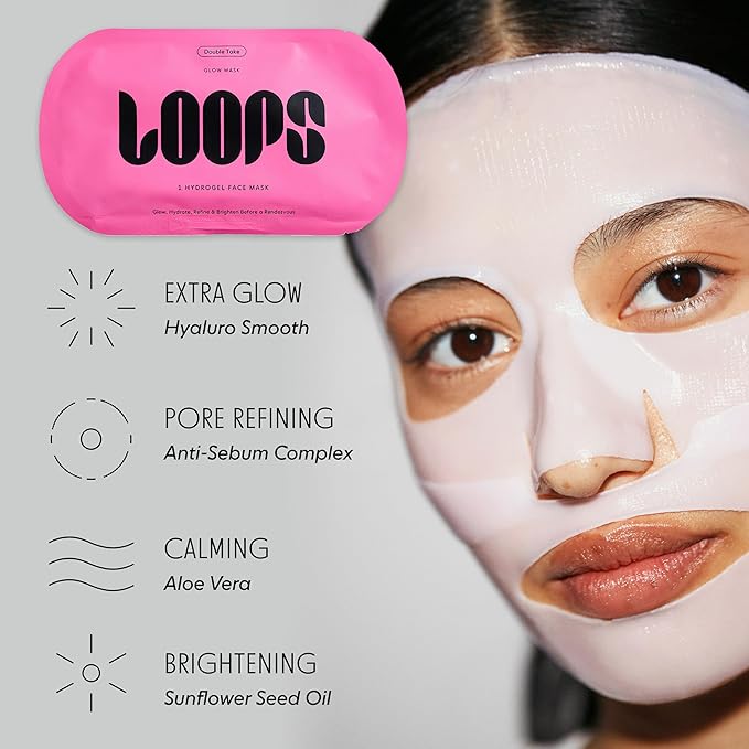 LOOPS VARIETY LOOP KIT - Hydrogel Korean Face Mask for Every Skin- Five Collagen Face Masks fo, Detoxifying, Repairing, & Rejuvenating - Gifts for Women, Stocking Stuffer - 5 Pc