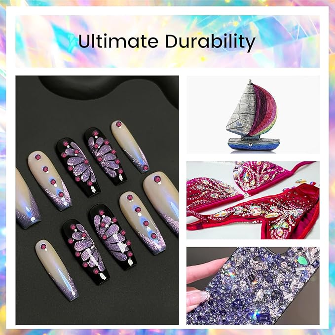 SS16 Non Hotfix Flatback Rhinestones - 1440pcs Amethyst Glass Nail Gems for Crafts, Makeup Bags, Shoes & DIY Decoration