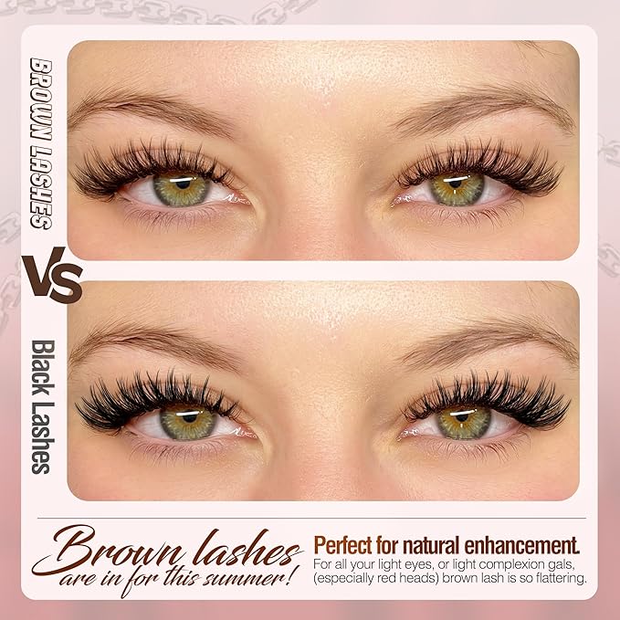 Mavphnee Brown Eyelash Clusters Wispy Lash Extension Cluster Natural Individual Lashes Dark Brown Cluster Eyelash Extensions Fairy Cluster Lashes Thin Band C-Curly DIY Lash Pack (132Pcs, 8-16MM)
