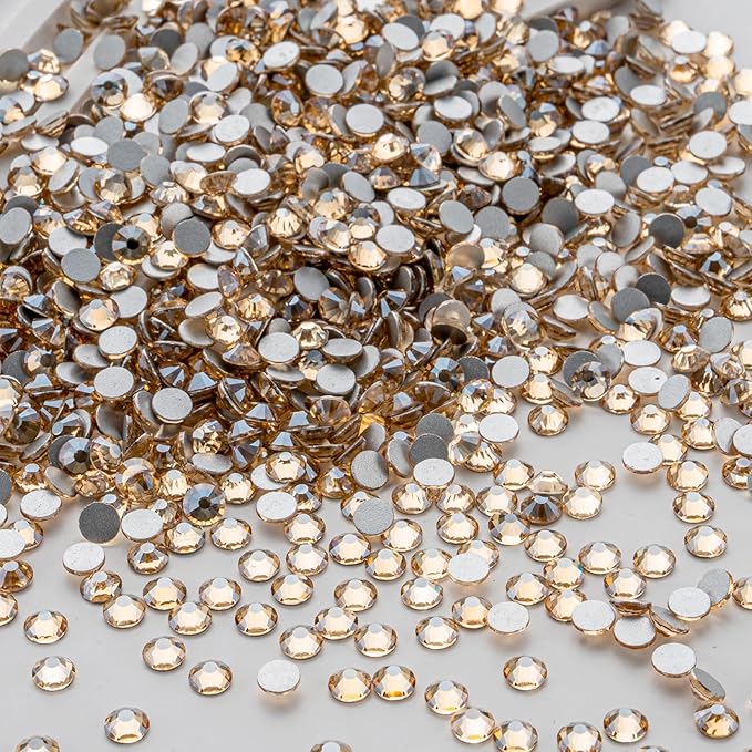 MEIBITE Flatback Rhinestones Bulk, 2880PCS Gold Shadow Rhinestones for Clothes DIY Decoration Crafts, Gold Shadow, SS30, 6.3-6.5mm