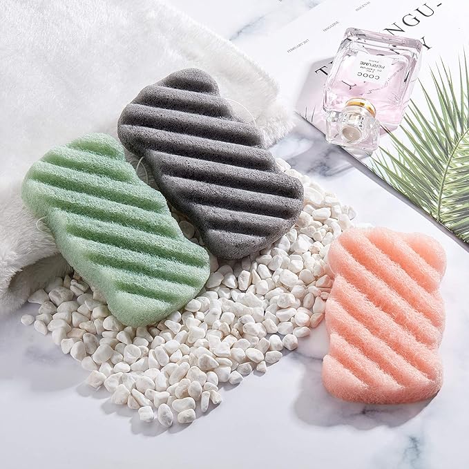 8 Pieces Konjac Soft Bath Shower Sponge Body Pouf Scrubber Exfoliating Facial Cleaning Sponges Foam Loofah for Women Men Kids