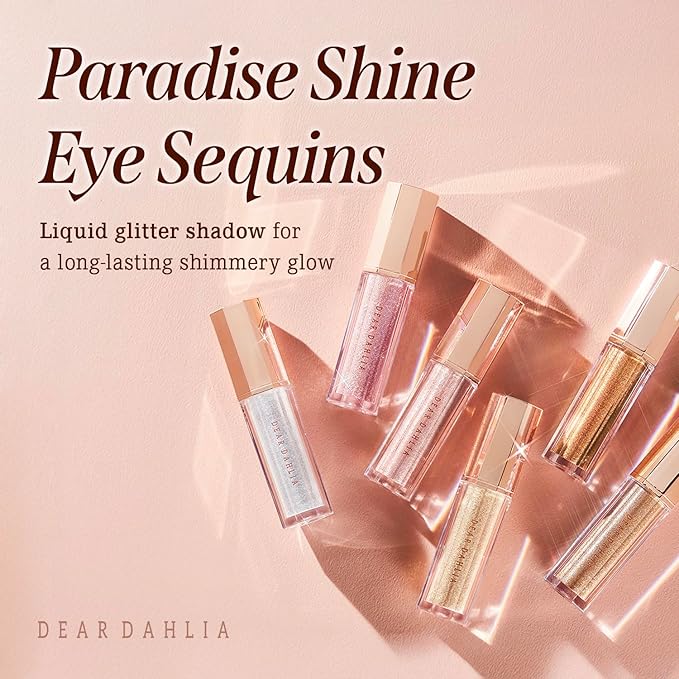 DEARDAHLIA Paradise Shine Eye Sequins (Diva) - Long-Lasting Liquid Glitter Eyeshadow, Minimal Fallout, High-Shine Pearl Finish, Lightweight, Blendable, Vegan & Cruelty-Free. 0.14 oz