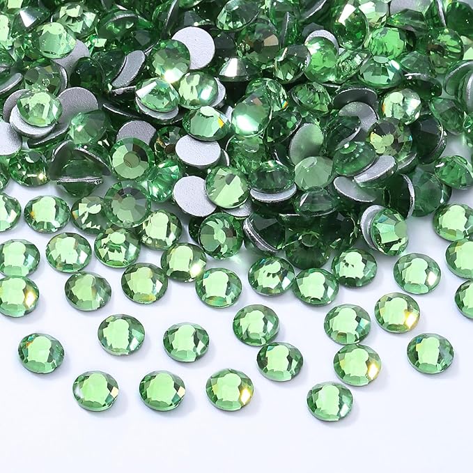 Meibite Light Green Flatback Rhinestones, Glass Rhinestones for Nail Art and Craft, Glue Fix, Loose Crystal Gemstones(Lt.Green, SS16, 2880pcs, 3.8-4.0mm)