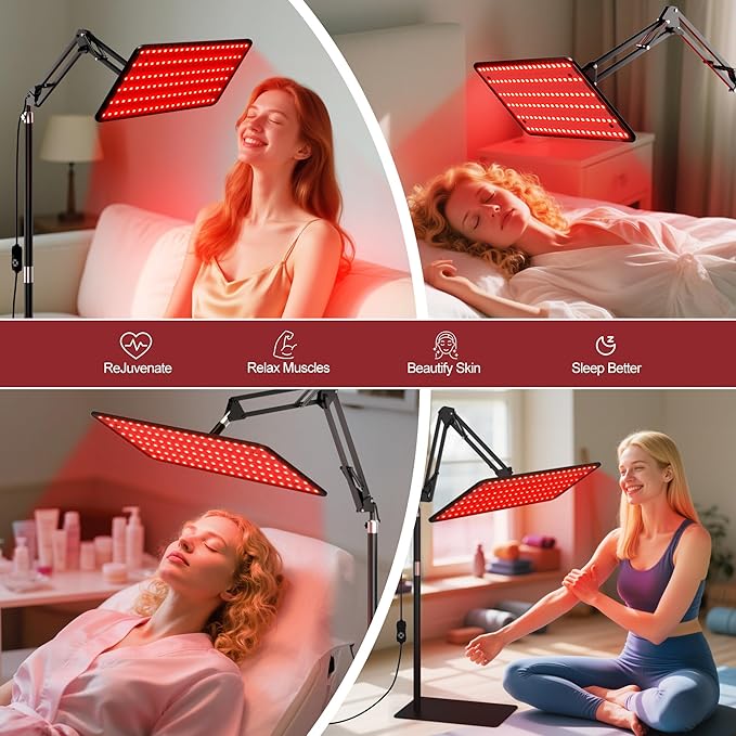 Morfone Red Light Therapy for Body Face - Tri-Wavelength (660nm, 850nm, 940nm) LED Infrared Light Therapy Lamp Large Panel with Adjustable Stand, Protective Glasses for Home Use, Gift for Women Girls