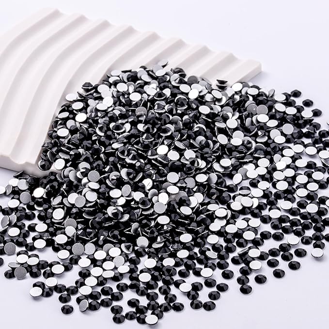 MEIBITE Flatback Rhinestones Bulk, 14400PCS Black Rhinestones for Clothes DIY Decoration Crafts, Black, SS10, 2.7-2.9mm