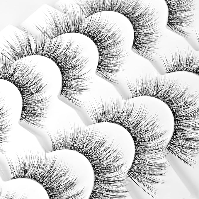 False Eyelashes Fluffy False Lashes Wispy Natural Lashes 3D Faux Mink Lashes 7 Pairs Jiocolor Volume Eye Lashes DJ-20