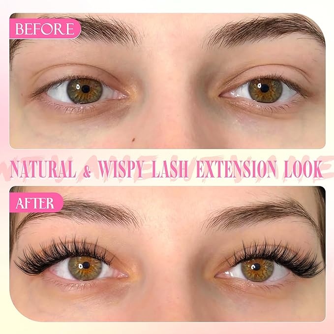 Wtvane Lash Clusters Kit Wispy Cluster Eyelash Extensions Kit Natural Lash Extension Kit Natural Look Eyelash Clusters Wispy False Eyelashes with Lash Bond and Seal, Tweezers