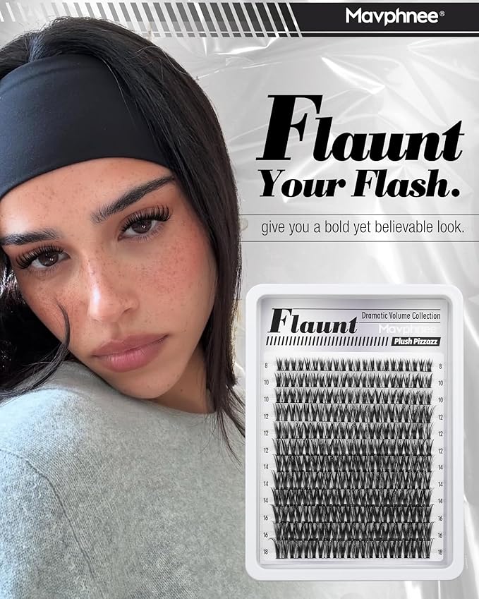 Lash Clusters Wispy Eyelash Clusters Ultra-Dense Individual Lashes Extensions Dramatic Cluster Lashes CD-Curly Cluster Eyelash Extensions Wet Look Natural 132PCS DIY Lash Pack (Flaunt, 8-18MM)