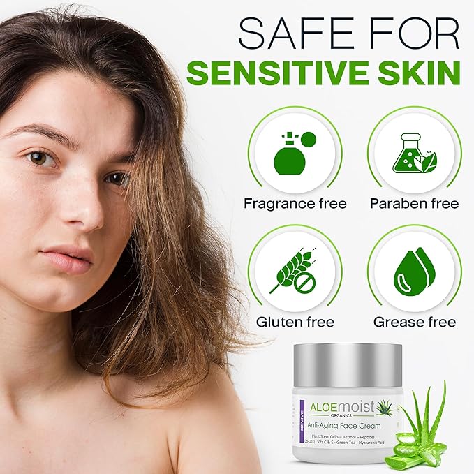 Advanced Retinol Cream for Face: Aloemoist Revive Anti Aging Face Cream for Women & Men Topical Retinoid Wrinkle Repair Day/Night Moisturizer, Organic Retinol Facial Moisturizer for Aging Skin,2 Pack