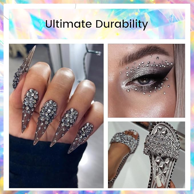 Novani Rhinestones 3000Pcs Flatback Crystal Round Loose Gemstones Glass Rhinestones for Crafts Makeup Nail Art Clothes Shoes DIY Decorations(SS10, 2.7-2.9mm,Sliver)