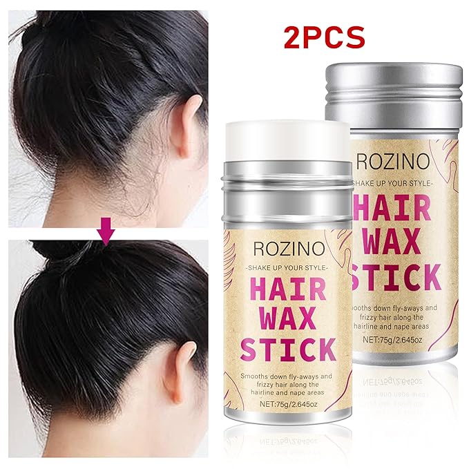 Hair Wax Stick, 2 Pack - Multi-Purpose Styling Stick to Tame Flyaways, Frizz Control for Sleek Ponytails, Buns & Edge Control - For Women & Kids， All Hair Types