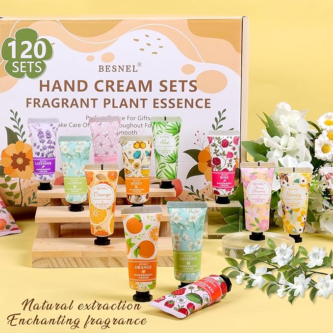 120 Pack Hand Cream Gift Set For Women, Mini Hand Lotion Travel Size in Bulk for Dry Cracked Hands, Graduation Gifts, Teacher Appreciation Gifts, Thanksgiving gift, Bridesmaid Gift,Party Favors