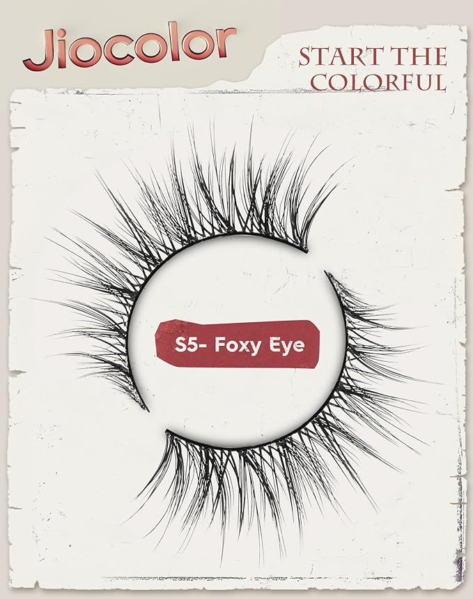 False Eyelashes Cat Eye Look Natural Short Lashes 3D Wispy Fake Eyelashes Foxy Eye Lashes 12mm Fluffy Wispies False Lashes Pack 7 Pairs S5