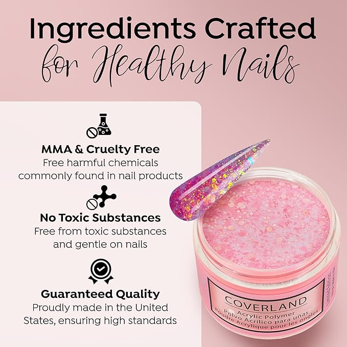 Tones Coverland Acrylic Nail Powder "Tango" - Limited Edition Acrylic Powder for Nail Design, Sculpting, and Masking Nail Bed Imperfections - Professional Acrylic Nail Supplies - (1.5 Oz)