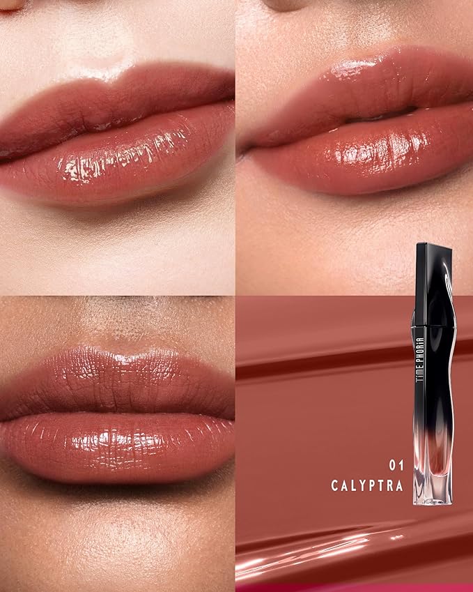Stellar Dust Lip Stain 01 Calyptra, Waterproof Transfer-Proof Lip Gloss, Nude Brown Tinted Glossy Finish, High-Pigment Vibrant Color, Hydrating Lightweight Long-Lasting Lip Makeup for Women