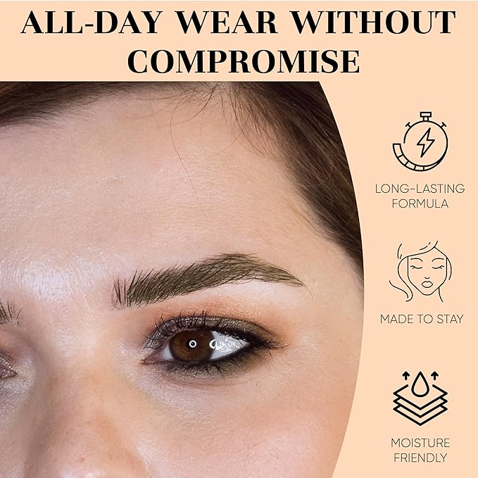 Eyebrow Pencil Make Up for Women - Long-lasting and Waterproof Eyebrow Pencil by Lauren Cruz - Dual-Ended Eyebrow Pen with Micro-tip and Spoolie -Fuller Look Brow Pencil - Brunette