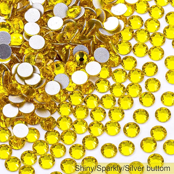 MEIBITE Flatback Rhinestones Bulk, 2880PCS Citrine Rhinestones for Clothes DIY Decoration Crafts, Citrine, SS30, 6.3-6.5mm