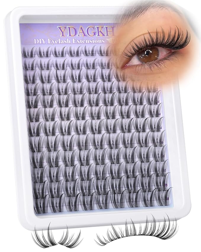 Fairy Lash Clusters Bunny Anime Natural Clusters Eyelash Extensions 10-18mm Freya Spikes Wispy Eyelash Clusters Manga Invisible Band Individual Lashes C Curly Wet Look DIY Spiky Doll Lashes for Daily