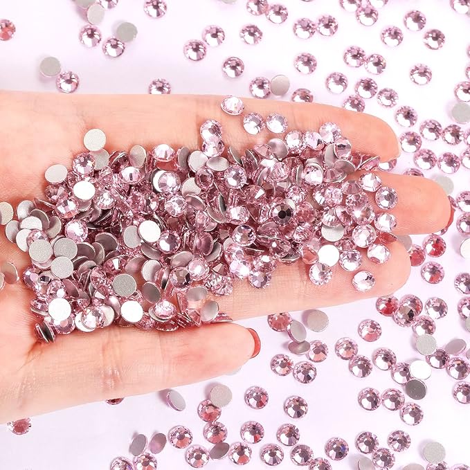 1440Pcs Light Pink Crystal Rhinestones,Glass Flatback Rhinestones Gemstones Mini for Nail Face Makeup Art Crafts Clothes Decoration -(SS8,2.4mm,Light Pink)
