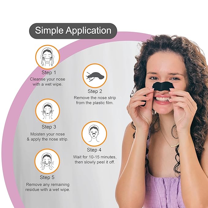DR.RASHEL Charcoal Nose Pore Strips For Pore Cleansing, Instant And Painless Blackheads Removal | Deep Purifying Blackhead Remover Strips for Nose | 20 PCS (10 Strips & 10 Wipes)