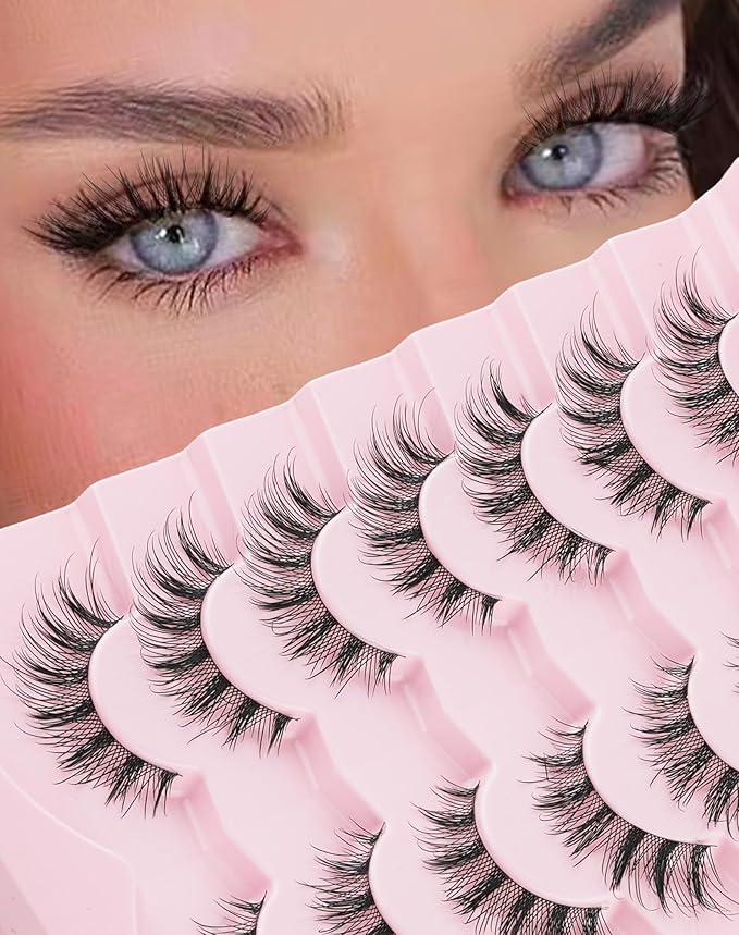 Onlyall False Eyelashes Manga Anime Lashes Spiky Wispy Strip Lashes 16mm Eyelashes A-003