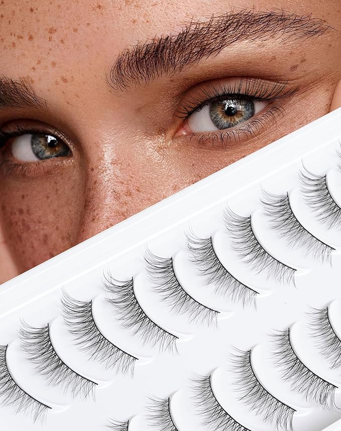 Wispy Lashes That Look Like Extensions Natural Cat Eye False Lashes Volume Reusable False Eyelashes Natural Look 11 mm 10 Pairs D8