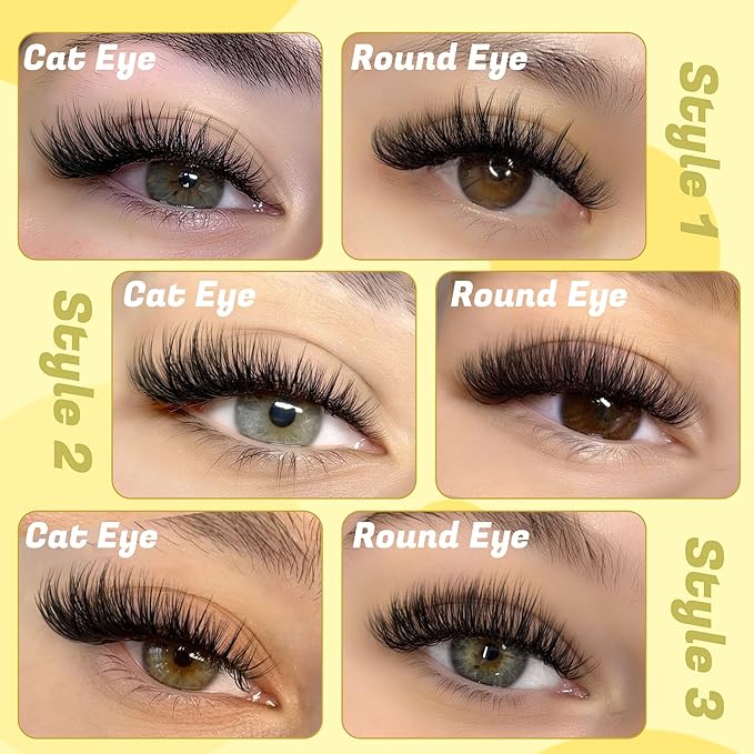 Ruairie Natural Lash Clusters Wispy Eyelash Clusters 3 Styles 10-16MM Cluster Eyelash Extensions CD Curly Individual Lashes 140pcs DIY Lash Extensions with Soft Thin Band
