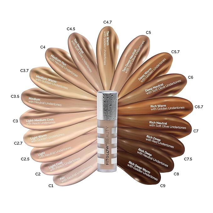 Fitglow Beauty Conceal+ | Vegan Full Coverage Concealer Skincare with Vitamin K + Green Tea | Corrects Dark Circles, Blemishes & Redness | Non-Creasing, Natural Finish | C5-6g