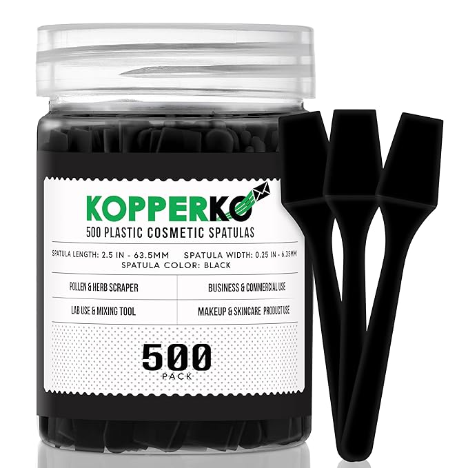 Kopperko Mini Makeup Spatula (2.5”, 500 Pack) - Small Facial Spatula for Mascara, Skincare, Creams & Crafts | Eye Cream Applicator Tool for Skincare, Face Mask | Disposable Makeup Applicators | Black