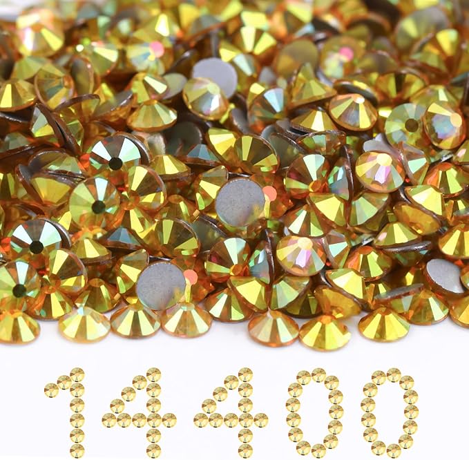 MEIBITE Flatback Rhinestones Bulk, 14400PCS Shiny Sunlight Rhinestones for Clothes DIY Decoration Crafts, Shiny Sunlight, SS20, 4.6-4.8mm