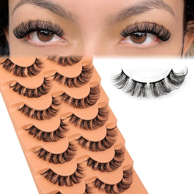 Natural Cluster Lashes Wispy False Eyelashes Individual Lashes Mink Strips Eyelash Extensions DIY Lashes 7 Pairs Multipack by Eefofnn