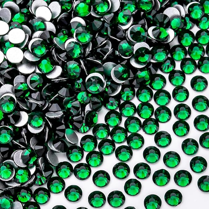 1440Pcs Dark Green Crystal Rhinestones,Glass Flatback Rhinestones Gemstones for Nail Face Makeup Art Crafts Clothes Decoration -(SS16,4.0mm,Dark Green)