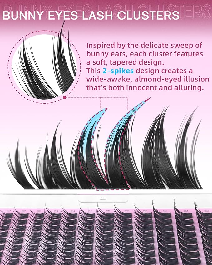 EYDEVRO Bunny Lash Clusters Manga Eyelash Clusters Wet Look Fairy Wispy Cluster Eyelash Extensions Anime Cluster Lashes 120 Pcs 10-16mm C Curl DIY Lash Extensions
