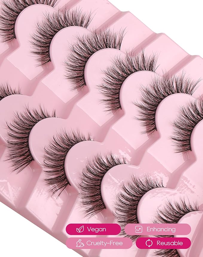 Cat Eye Lashes Light Short Eyelashes Natural Look Thin Band Winged Mink Lashes Short Small Strip Fake Lashes Pack 16mm Foxy False Eyelashes 76-ICON