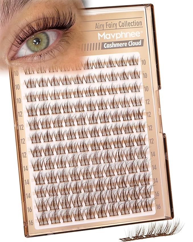 Brown Lash Clusters Gently Fluffy Eyelash Clusters Dark Brown Individual Lashes Extensions Natural Cluster Lashes Wispy Fairy Cluster Eyelash Extensions Soft Vibe DIY Lash Pack (120Pcs, 10-16MM)