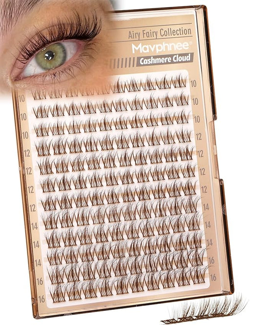 Brown Lash Clusters Gently Fluffy Eyelash Clusters Dark Brown Individual Lashes Extensions Natural Cluster Lashes Wispy Fairy Cluster Eyelash Extensions Soft Vibe DIY Lash Pack (120Pcs, 10-16MM)