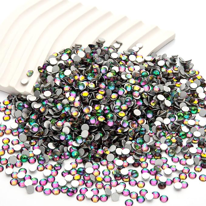 MEIBITE Flatback Rhinestones Bulk, 14400PCS Green Volcano Rhinestones for Clothes DIY Decoration Crafts, Green Volcano, SS16, 3.8-4.0mm