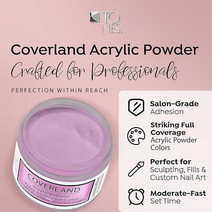 Tones Coverland Acrylic Nail Powder "I'm Alive" - Limited Edition Acrylic Powder for Nail Design, Sculpting, and Masking Nail Bed Imperfections - Professional Acrylic Nail Supplies - (1.5 Oz)