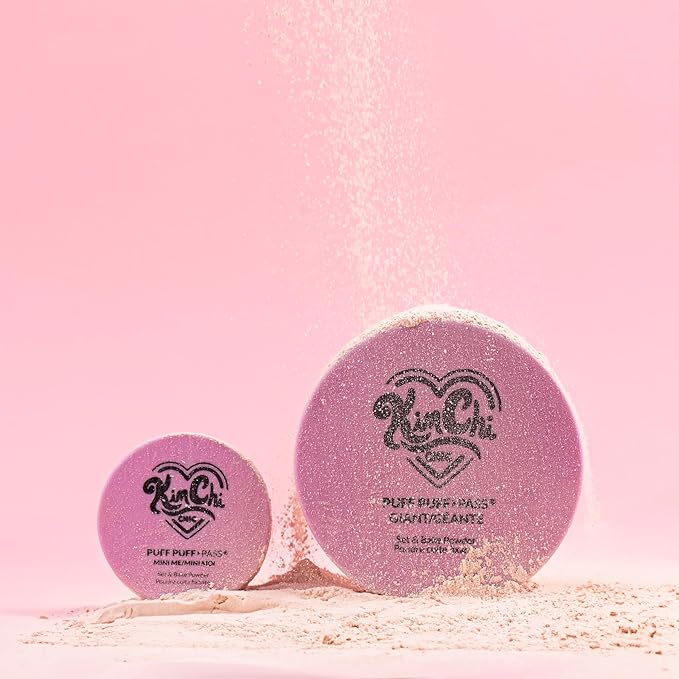 KimChi Chic Giant Puff Puff Pass Set & Bake Powder - Loose Setting Powder with Rice & Vitamin E, Finely Milled for All Day Wear, Translucent 80g