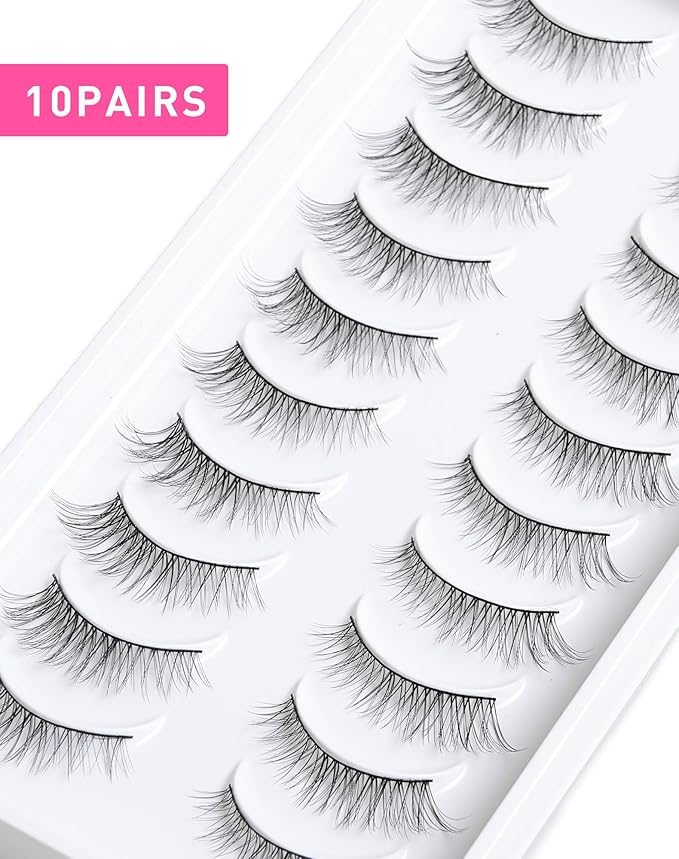 Wispy Lashes That Look Like Extensions Natural Cat Eye False Lashes Volume Reusable False Eyelashes Natural Look 11 mm 10 Pairs D8