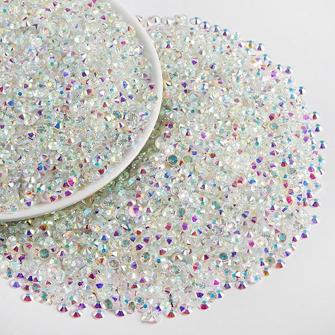 Beadsland Flatback Rhinestones Bulk,14400pcs Crystal Rhinestones for Nails Crafts Clothes DIY Decoration, Transparent AB, SS6, 1.9-2.1mm