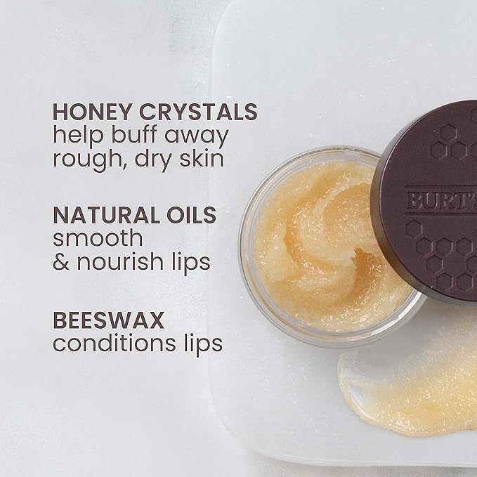Burt’s Bees Conditioning Lip Scrub and Overnight Intensive Lip Treatment, With Ceramides, College Back to School Dorm Essentials, Exfoliates and Hydrates Lips 8 Hours, Natural Origin, 2 Jars, 0.25 oz