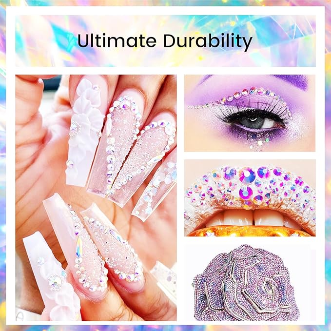Novani Crystal Rhinestones, Flatback Loose Gemstones 1440pcs Glass Rhinestones for Clothes Shoes Crafts Makeup Nail Art and DIY Decorations(SS8, Crystal AB)