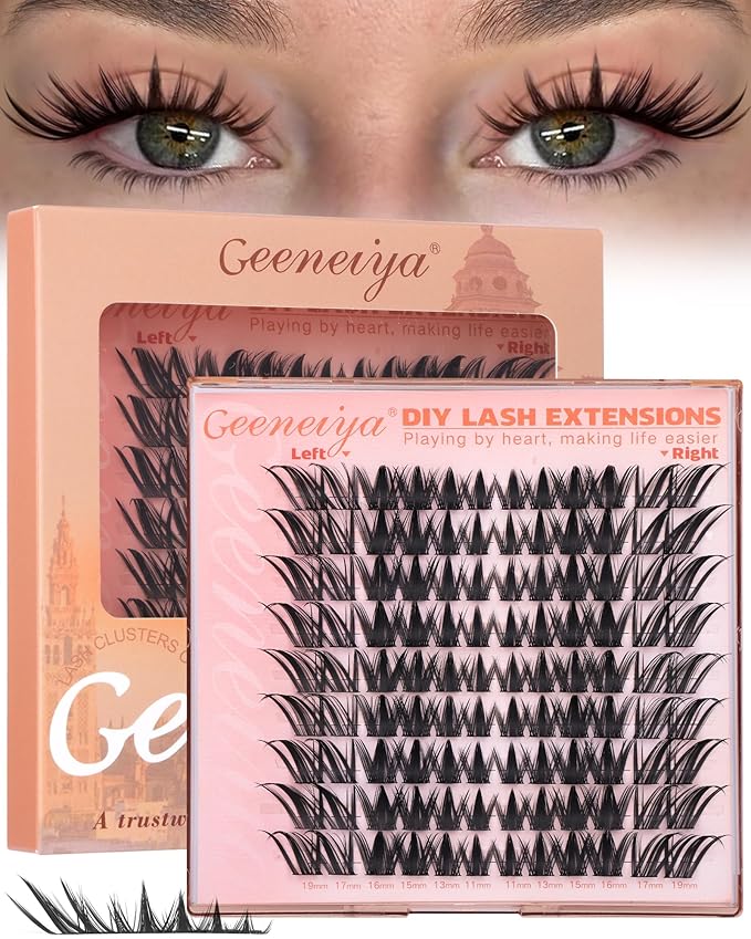 Geeneiya Manga Lash Clusters Wispy Cat Eye Lash Clusters 11–19mm Fox Eye Cluster Eyelash Extensions Left & Right DIY Lash Extension C Curl Eyelash Clusters Pre Mapped Cluster Lashes Wet Look
